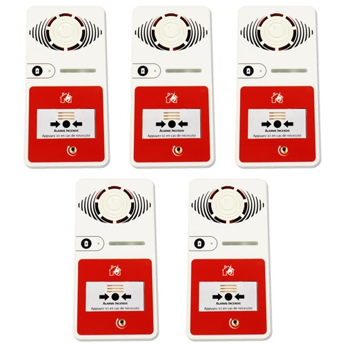 Pack de 5 alarmes incendie Type 4 avec Flash - NF S32-001 classe B