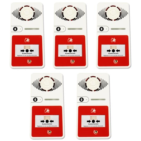 Pack de 5 alarmes incendie Type 4 avec Flash - NF S32-001 classe B