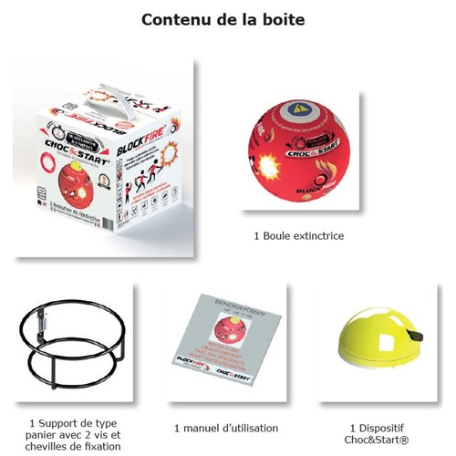 Lot de 12 Boules extinctrices Block Fire - "Choc and Start"