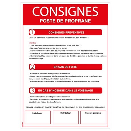 Consignes poste de propane - PVC A4