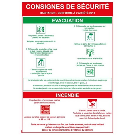 Consignes de sécurité habitation - PVC A4