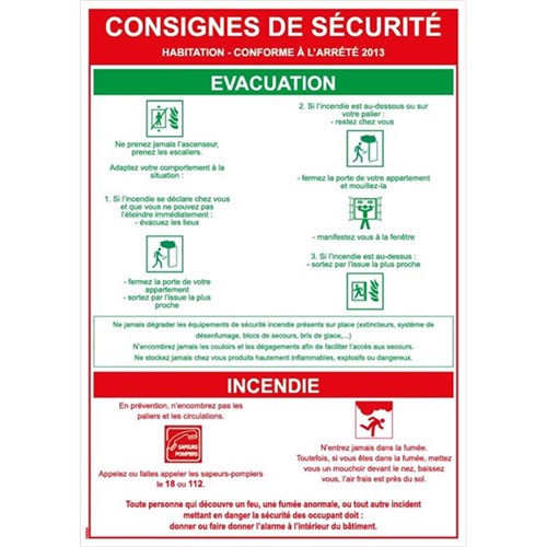 Consignes de sécurité habitation - PVC A4