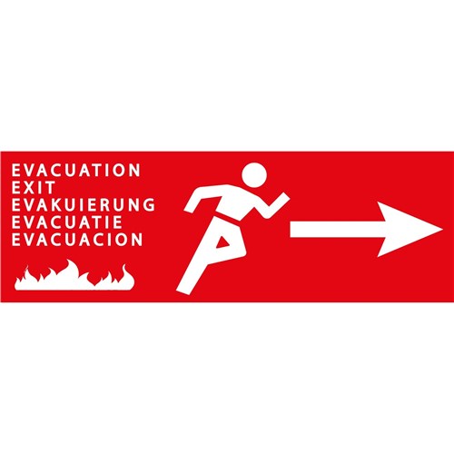 Panneau Evacuation incendie camping "Flèche droite" – PVC