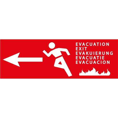 Panneau Evacuation incendie camping "Flèche gauche" – PVC