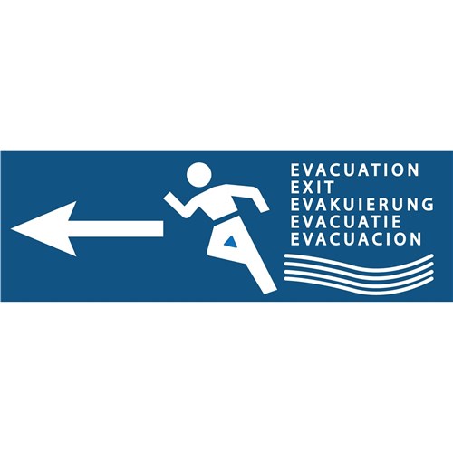 Panneau Evacuation inondation camping "Flèche gauche" – PVC