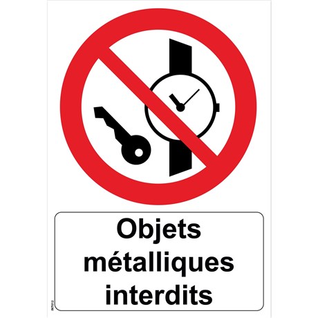 Panneau "Objets métalliques interdits" - PVC A4