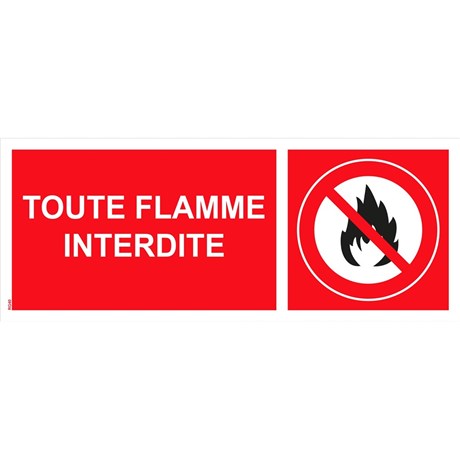 Panneau "Toute flamme interdite" PVC - 200x80 mm