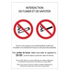 Sticker "interdiction de vapoter et de fumer" Format 120 X 90 mm