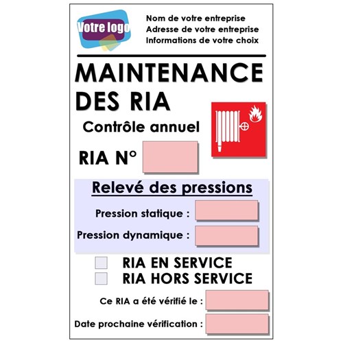 50 Etiquettes personnalisées Maintenance des RIA