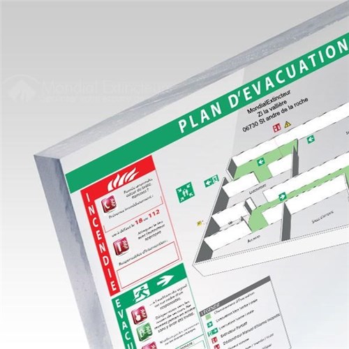 Plan d'évacuation 3D Plexiglass 5 mm - Format A1