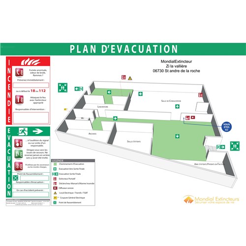 Plan d'évacuation PVC 2 mm - effet 3D format A0