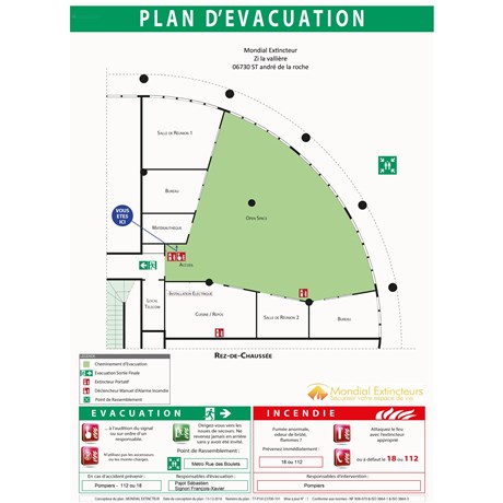 Plan d'évacuation PVC 2 mm - standard format A2